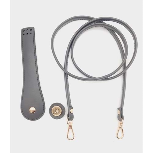 Çanta Aksesuar Suni Deri Cep Telefonu Seti Dikişli Gri Renk Light Gold Metalli