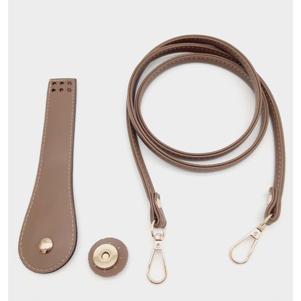 Çanta Aksesuar Suni Deri Cep Telefonu Seti Dikişli Vizon Renk Light Gold Metalli