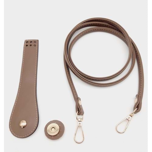 Çanta Aksesuar Suni Deri Cep Telefonu Seti Dikişli Vizon Renk Light Gold Metalli