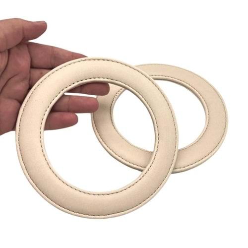 Çanta Aksesuar Krem Renk Yuvarlak 13.5 cm Suni Deri Çanta Sapı