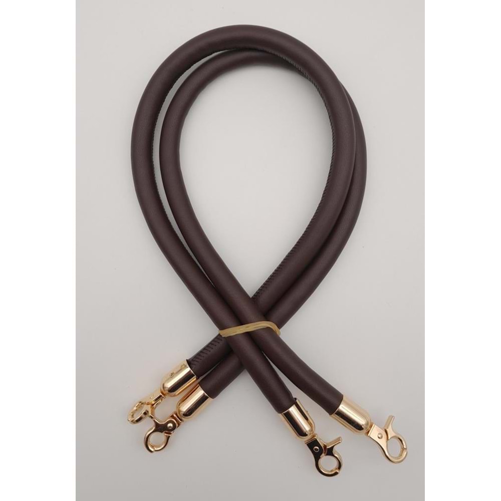 Çanta Aksesuar Çift Kordon Çanta Sapı Koyu Kahverengi Light Gold Metalli