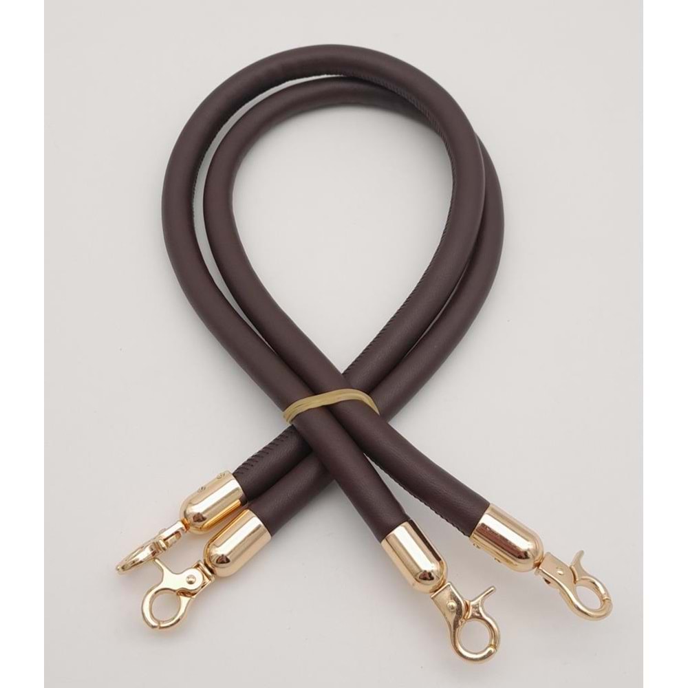 Çanta Aksesuar Çift Kordon Çanta Sapı Koyu Kahverengi Light Gold Metalli