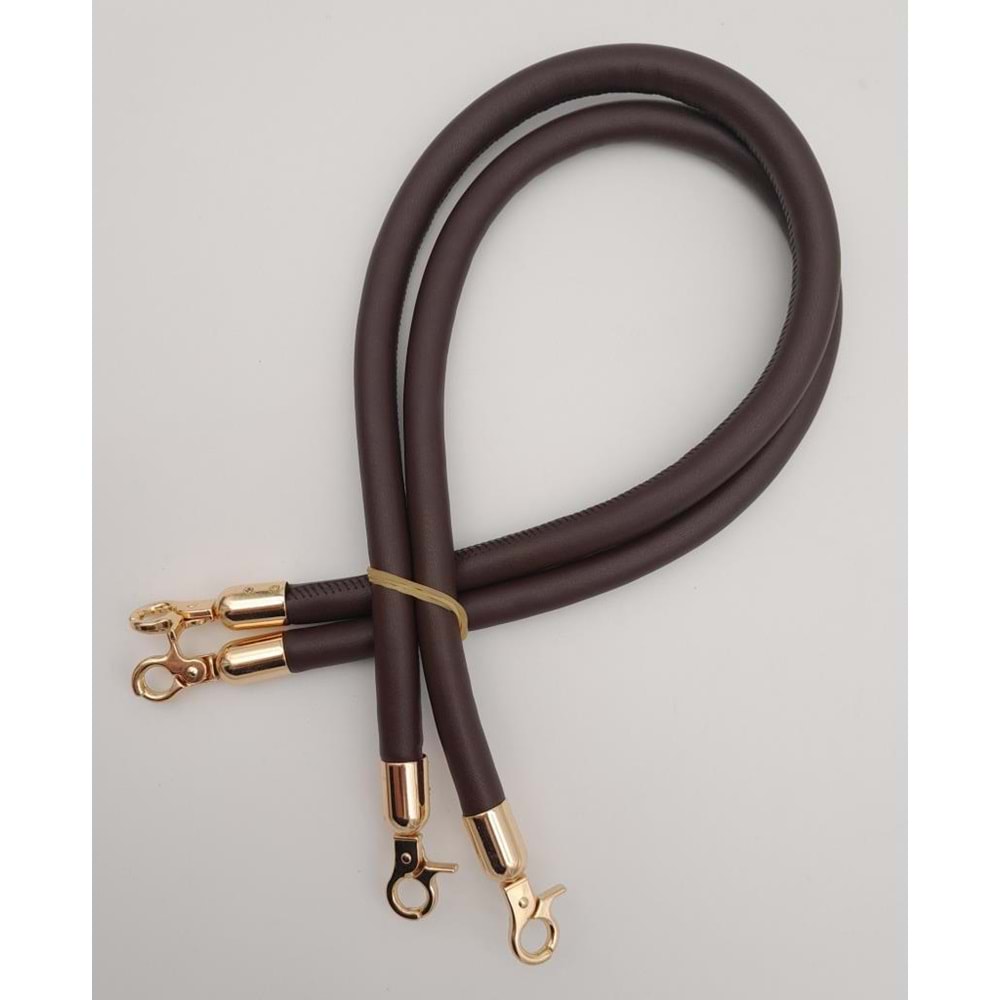 Çanta Aksesuar Çift Kordon Çanta Sapı Koyu Kahverengi Light Gold Metalli