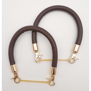 Çanta Aksesuar Çift Kısa Kordon Çanta Sapı Koyu Kahverengi Light Gold Metalli