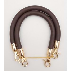 Çanta Aksesuar Çift Kısa Kordon Çanta Sapı Koyu Kahverengi Light Gold Metalli