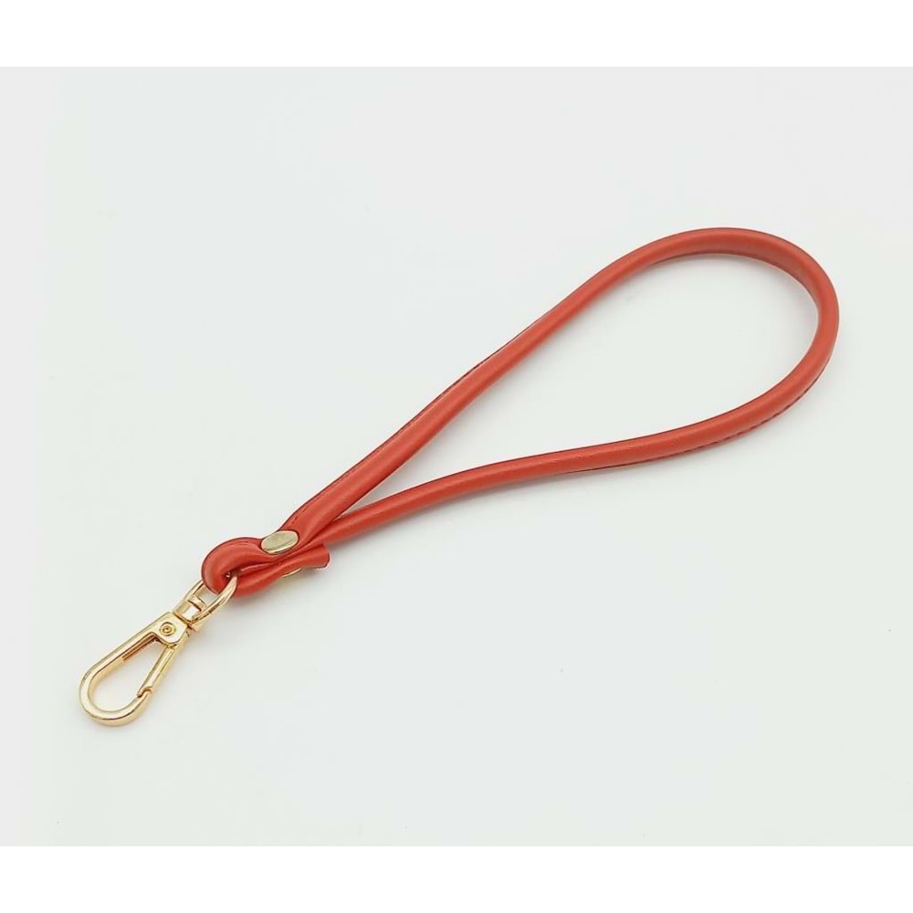 Çanta Aksesuar Dikişli Suni Deri Kırmızı Renk Elcik Light Gold Metal