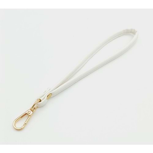 Çanta Aksesuar Dikişli Suni Deri Beyaz Renk Elcik Light Gold Metal