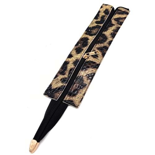 Çanta Aksesuar Rugan Croco Leopar Renk 28 Cm Derili Fermuar Light Gold Metalli