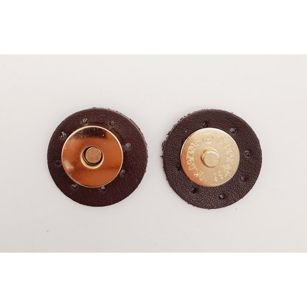 Çanta Aksesuar Kahverengi Suni Derili Mıknatıslı Çıtçıt Light Gold Metalli