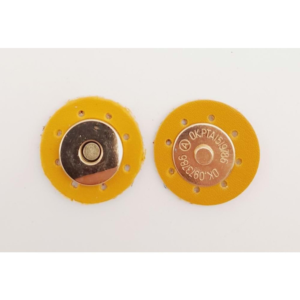 Çanta Aksesuar Hardal Sarı Suni Derili Mıknatıslı Çıtçıt Light Gold Metalli