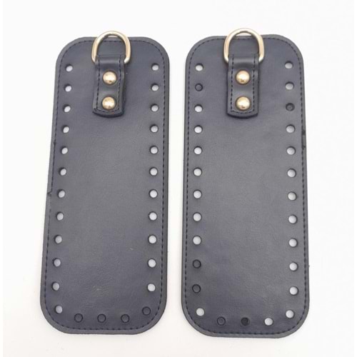 Çanta Aksesuar Lacivert Suni Deri Dikdörtgen Çanta Yan Parçası Light Gold Metalli