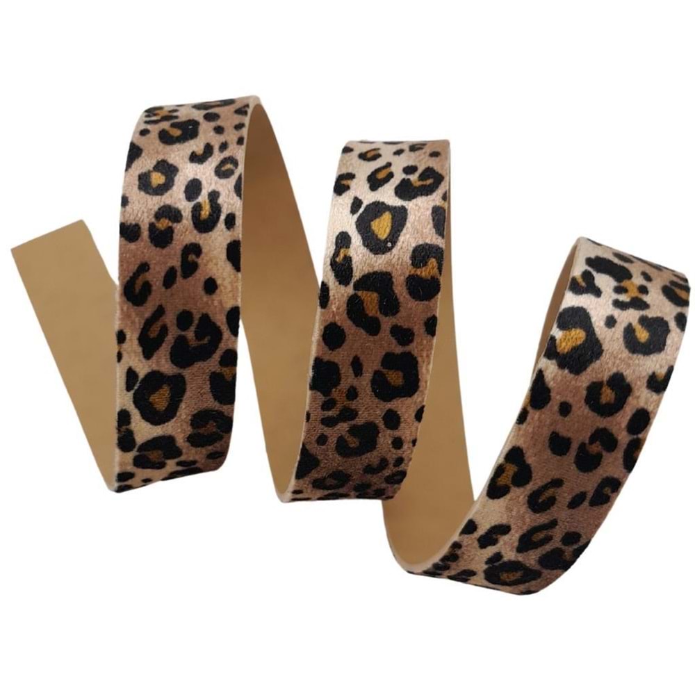 Çanta Aksesuar 3 cm Şerit Suni Deri Leopar Desen 1 metre