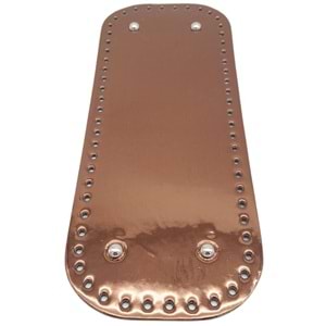 Çanta Aksesuar Parlak Rugan Deri 32x12 cm Dikdörtgen Çanta Tabanı Bakır Renk Gümüş Metalli