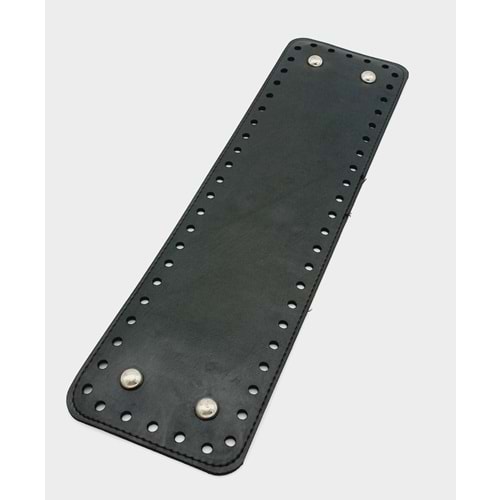 Çanta Aksesuar Suni Deri Siyah Renk 35X10 cm Dikdörtgen Çanta Tabanı (Gümüş Aparatlı)