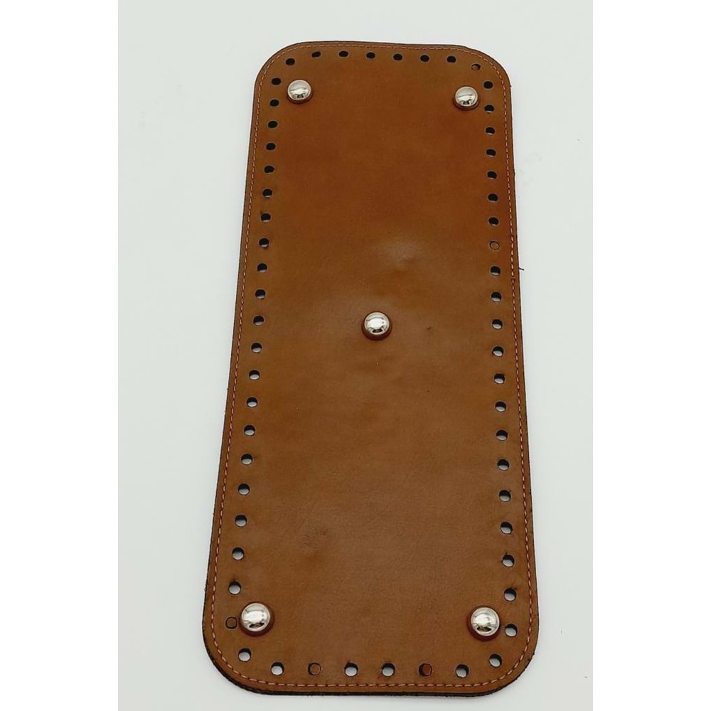 Çanta Aksesuar Suni Deri Taba Renk 30X12 cm Dikdörtgen Çanta Tabanı (Gümüş Aparatlı)
