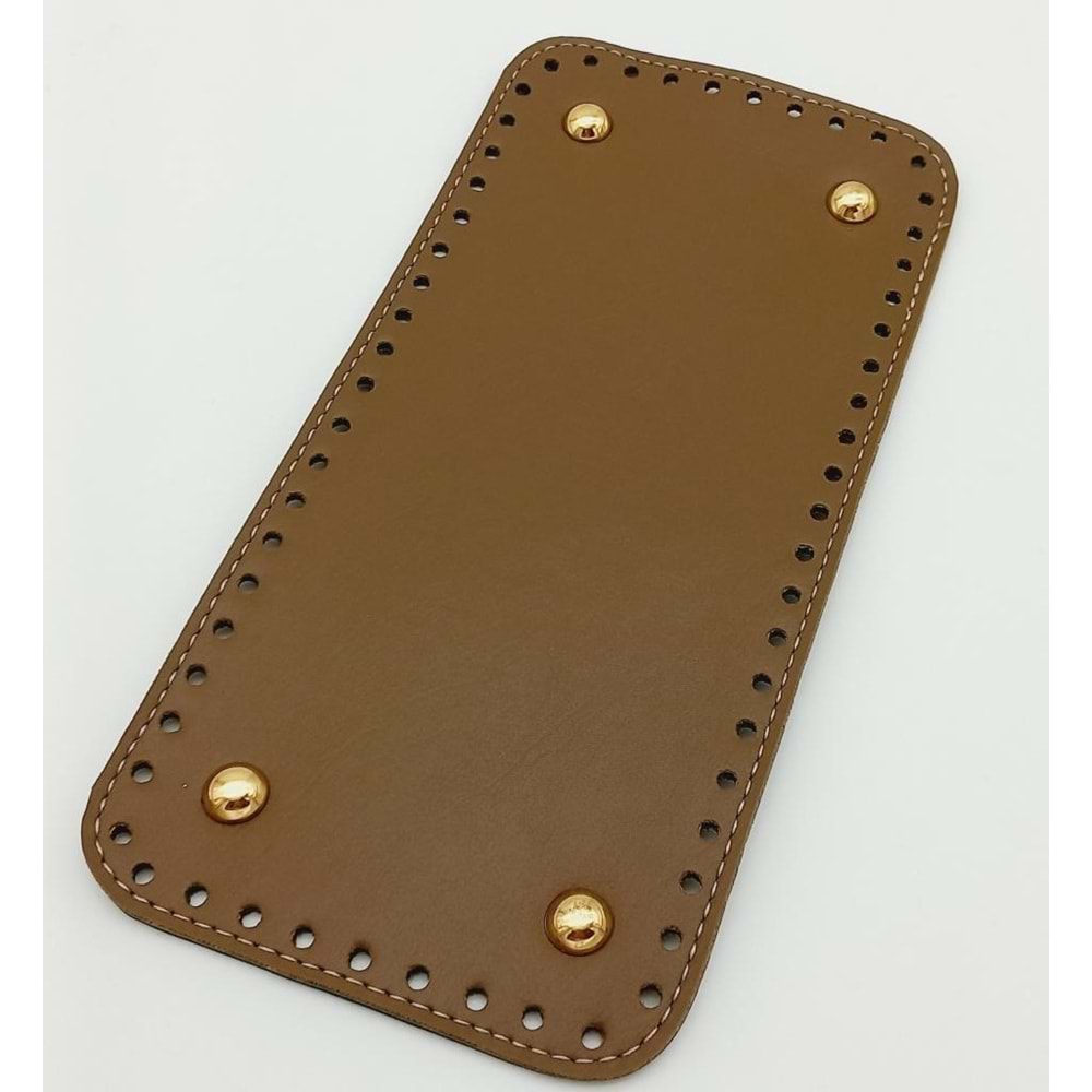 Çanta Aksesuar Suni Deri Vizon Renk 25X12 cm Dikdörtgen Çanta Tabanı (Light Gold Aparatlı)