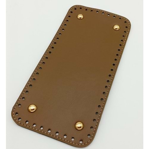 Çanta Aksesuar Suni Deri Vizon Renk 25X12 cm Dikdörtgen Çanta Tabanı (Light Gold Aparatlı)