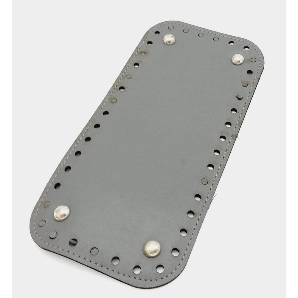 Çanta Aksesuar Suni Deri Gri Renk 25X12 cm Dikdörtgen Çanta Tabanı (Gümüş Aparatlı)