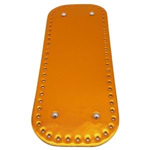 Çanta Aksesuar Parlak Rugan Deri 32x12 cm Dikdörtgen Çanta Tabanı Turuncu Renk Gümüş Metalli