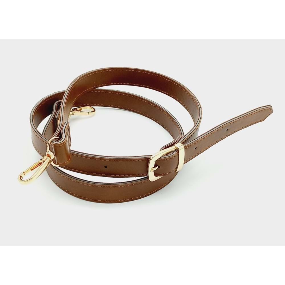 Çanta Aksesuar 120X2 Cm Suni Deri Light Gold Tokalı Taba Renk Çanta Sapı