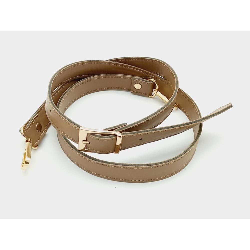 Çanta Aksesuar 120X2 Cm Suni Deri Light Gold Tokalı Vizon Renk Çanta Sapı