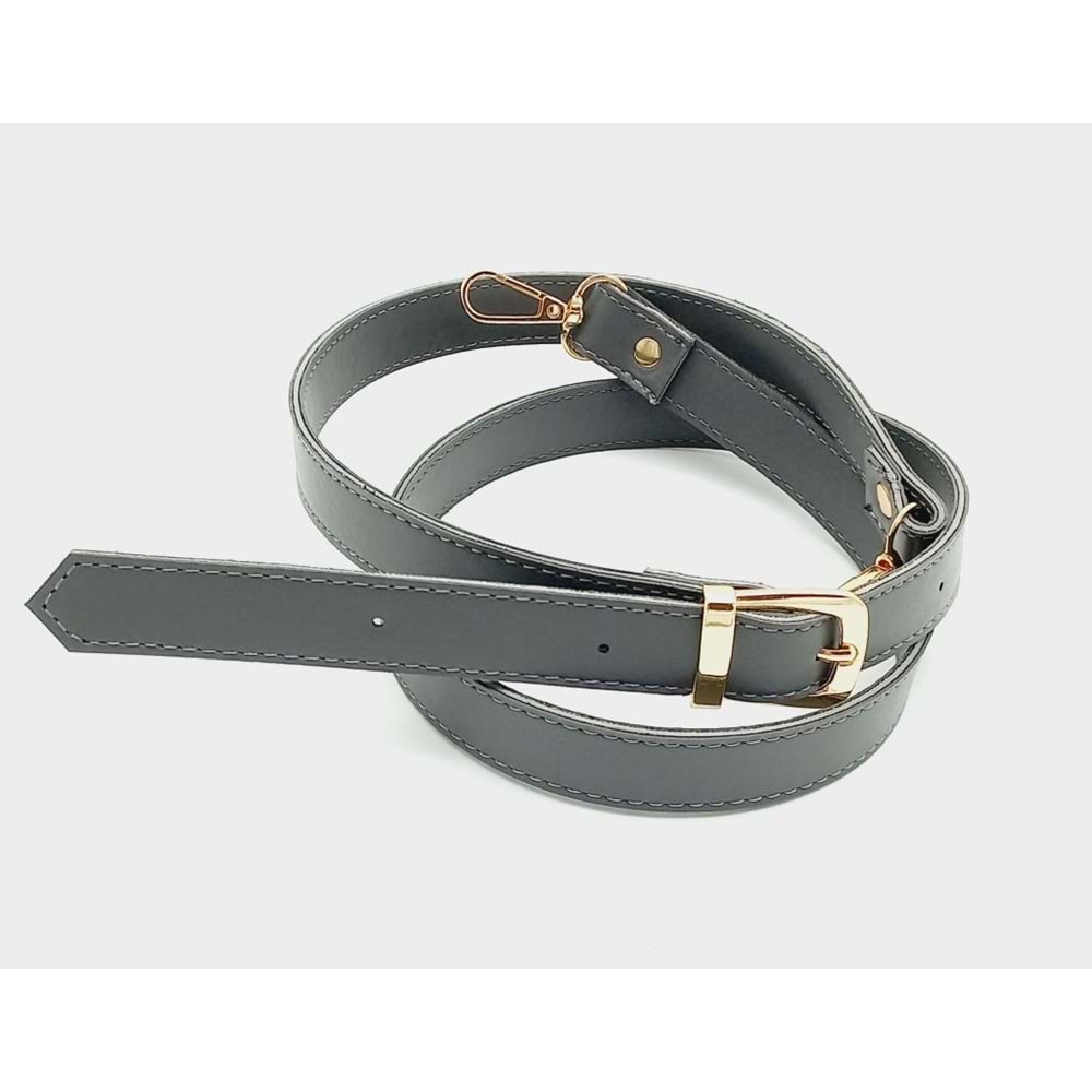 Çanta Aksesuar 120X2 Cm Suni Deri Light Gold Tokalı Gri Renk Çanta Sapı