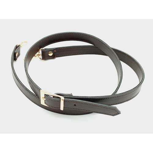 Çanta Aksesuar 120X2 Cm Suni Deri Light Gold Tokalı Koyu Kahve Renk Çanta Sapı