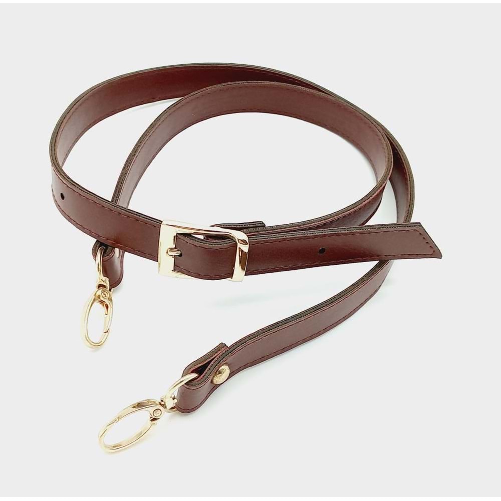 Çanta Aksesuar 120X2 Cm Suni Deri Light Gold Tokalı Bordo Renk Çanta Sapı