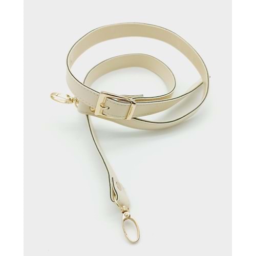 Çanta Aksesuar 120X2 Cm Suni Deri Light Gold Tokalı Krem Renk Çanta Sapı