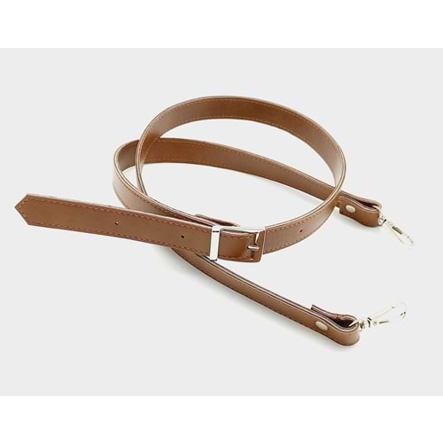 Çanta Aksesuar 120X2 Cm Suni Deri Gümüş Tokalı Taba Renk Çanta Sapı