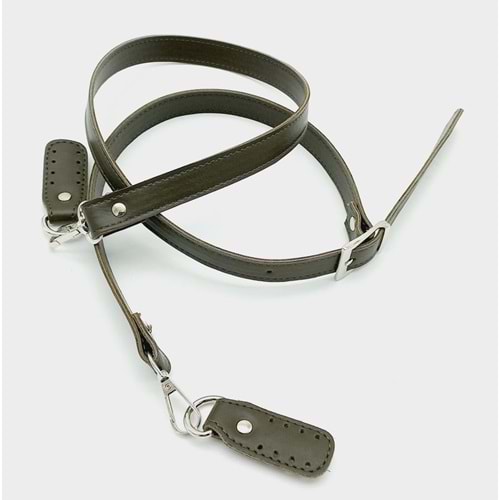 Çanta Aksesuar 140X2 Cm Suni Deri Gümüş Tokalı Haki Renk Çanta Sapı