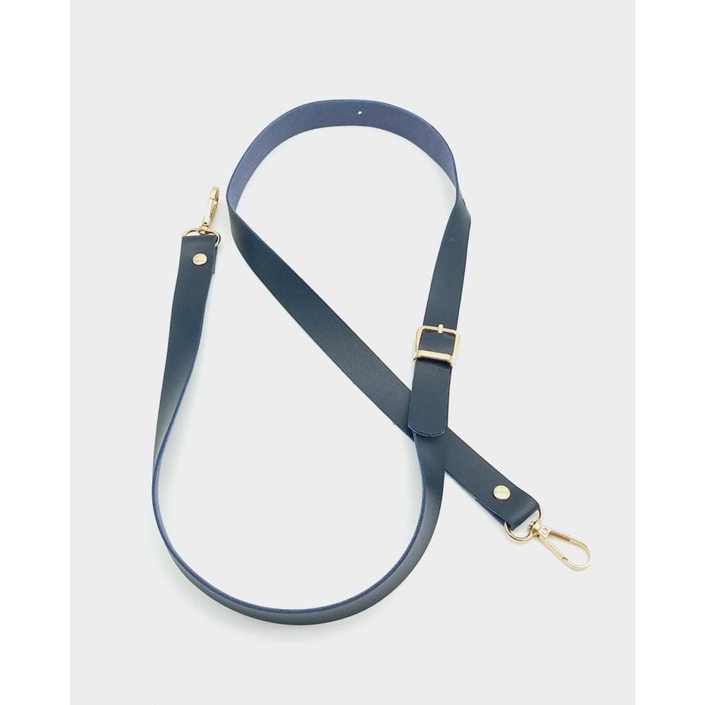 Çanta Aksesuar 120X2 Cm Tek Kat Lacivert Suni Deri Light Gold Tokalı Çanta Sapı