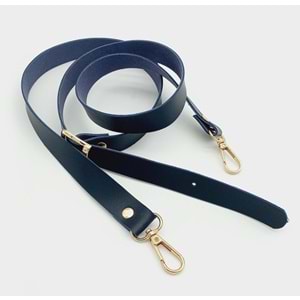 Çanta Aksesuar 120X2 Cm Tek Kat Lacivert Suni Deri Light Gold Tokalı Çanta Sapı