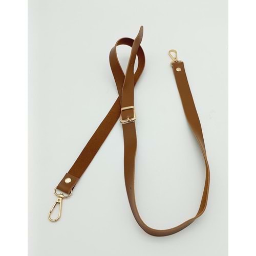 Çanta Aksesuar 120X2 Cm Tek Kat Taba Suni Deri Light Gold Tokalı Çanta Sapı