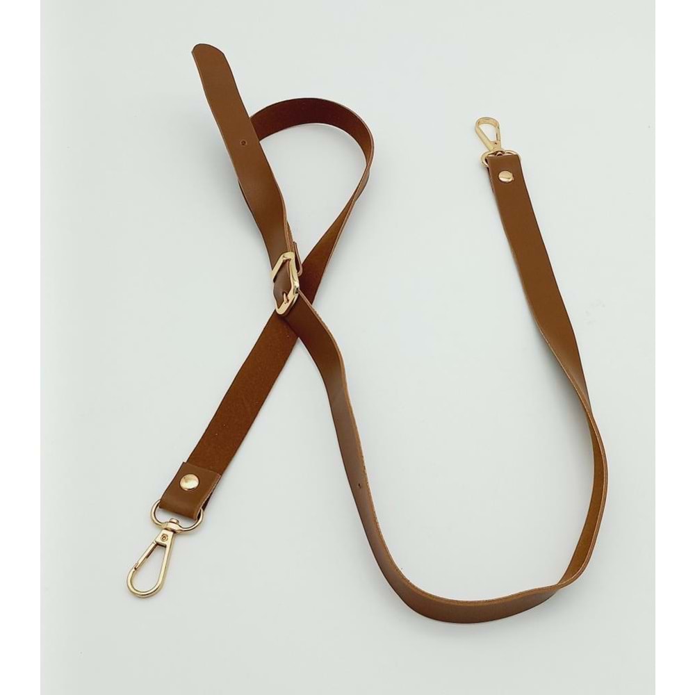 Çanta Aksesuar 120X2 Cm Tek Kat Taba Suni Deri Light Gold Tokalı Çanta Sapı