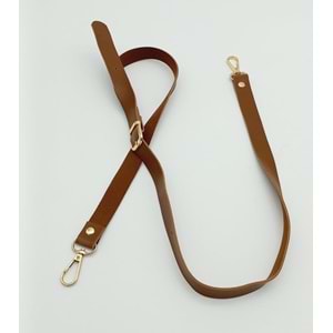 Çanta Aksesuar 120X2 Cm Tek Kat Taba Suni Deri Light Gold Tokalı Çanta Sapı
