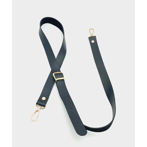 Çanta Aksesuar 120X2 Cm Tek Kat Siyah Suni Deri Light Gold Tokalı Çanta Sapı