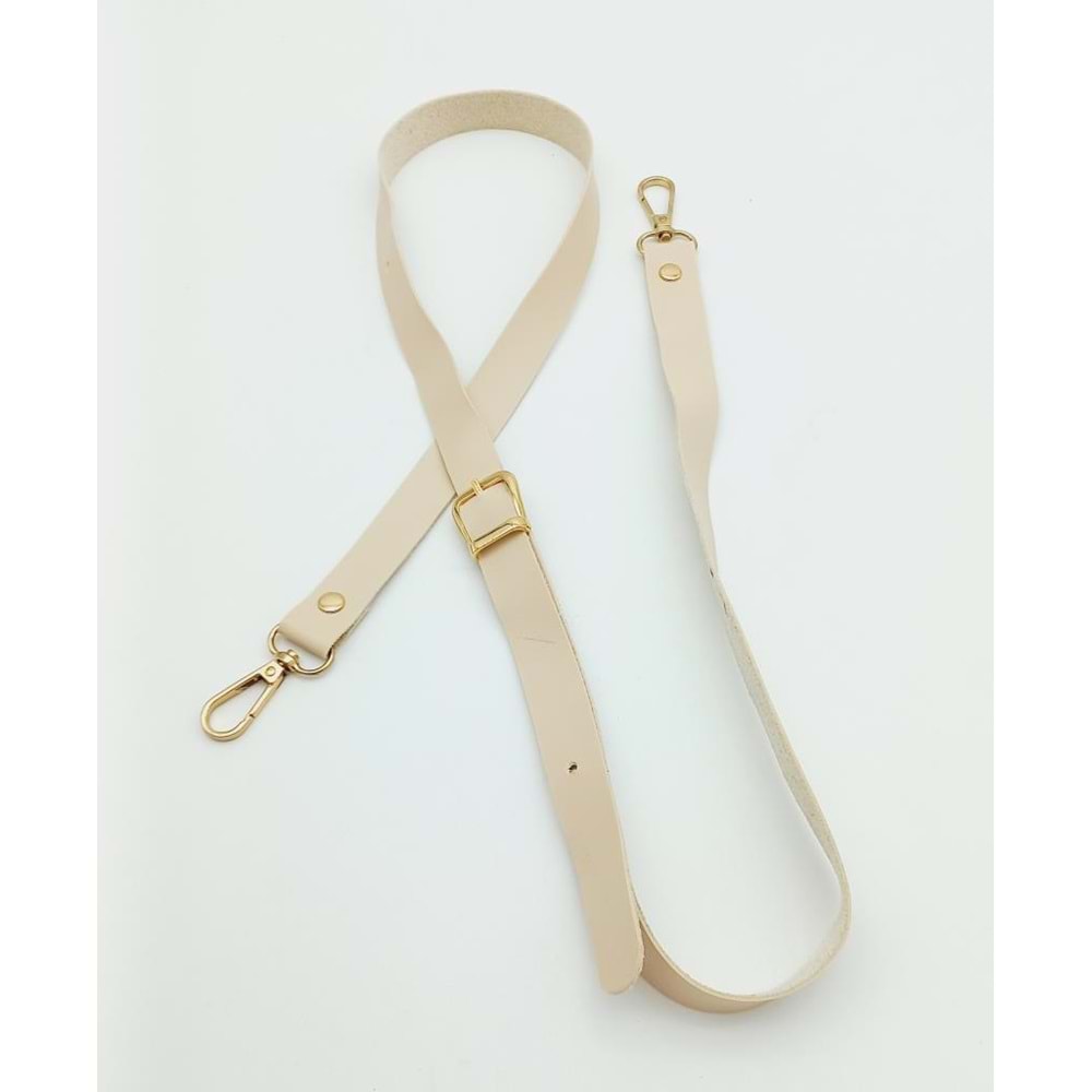 Çanta Aksesuar 120X2 Cm Tek Kat Krem Suni Deri Light Gold Tokalı Çanta Sapı