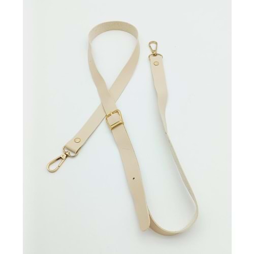 Çanta Aksesuar 120X2 Cm Tek Kat Krem Suni Deri Light Gold Tokalı Çanta Sapı