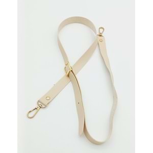 Çanta Aksesuar 120X2 Cm Tek Kat Krem Suni Deri Light Gold Tokalı Çanta Sapı