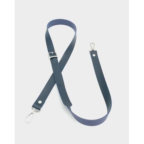 Çanta Aksesuar 120X2 Cm Tek Kat Lacivert Suni Deri Gümüş Tokalı Çanta Sapı
