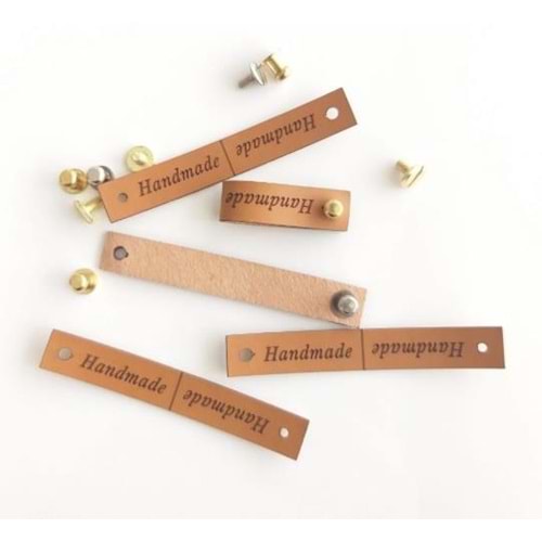 Çanta Aksesuar 10'Lu Vidalı Suni Deri Etiket 1X7 Cm Light Gold Metalli