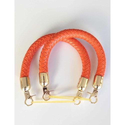 Çanta Aksesuar Örme Çanta Sapı Kısa Turuncu Renk Light Gold Metal