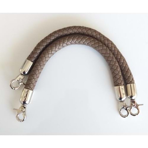 Çanta Aksesuar Örme Çanta Sapı Kısa Gümüş Metalli Vizon