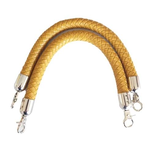 Çanta Aksesuar Örme Çanta Sapı Kısa Gümüş Metalli Hardal