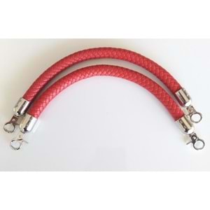 Çanta Aksesuar Örme Çanta Sapı Kısa Gümüş Metalli Kırmızı