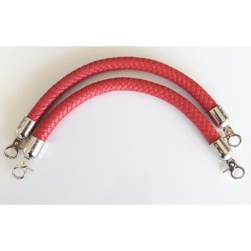 Çanta Aksesuar Örme Çanta Sapı Kısa Gümüş Metalli Kırmızı