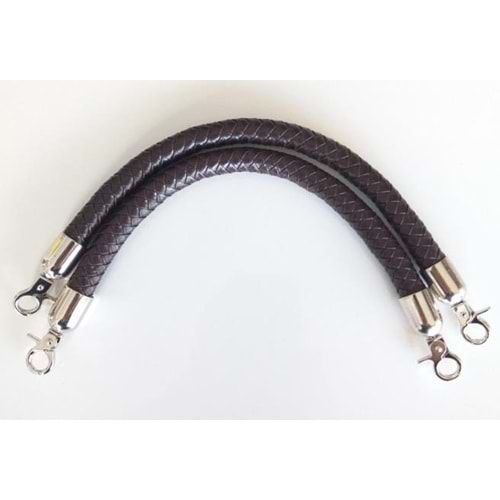 Çanta Aksesuar Örme Çanta Sapı Kısa Gümüş Metalli Koyu Kahve