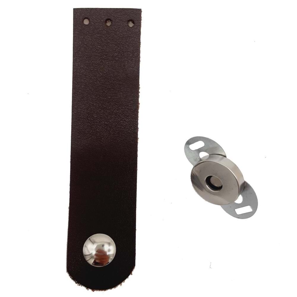 Çanta Aksesuar Tek Kat Suni Deri Kahverengi Gümüş Metalli Kapak