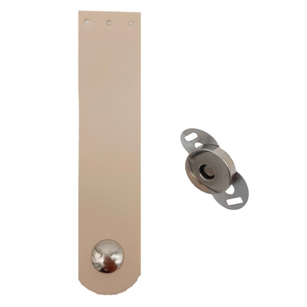 Çanta Aksesuar Tek Kat Suni Deri Krem Gümüş Metalli Kapak